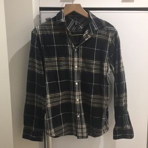 Black plaid button down shirt